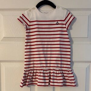 Ralph Lauren Toddler White & Red Striped Nautical Tee Dress